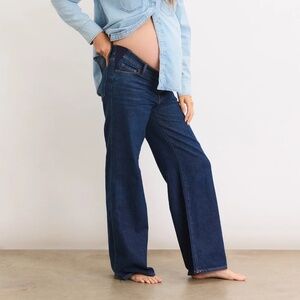 Hatch The Relaxed Wide Leg Maternity Jean in Classic Rinse